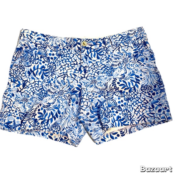 Lilly Pulitzer Jayne Knit Short Calla Lilly Pink High Tides Good Vibe stretch 16 - Picture 2 of 8